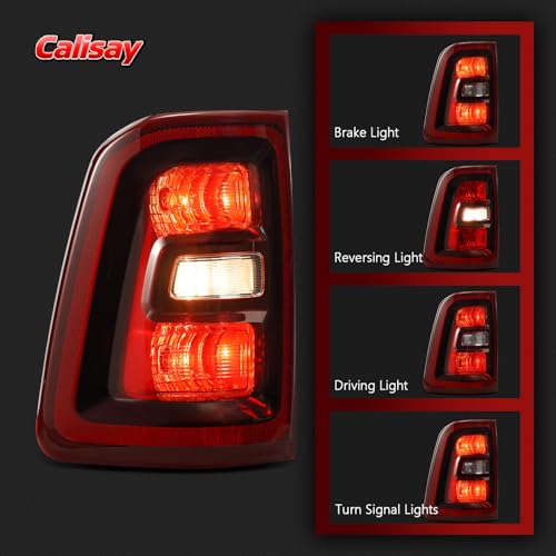 calisay Tail Light Compatible with 2025-2026 RAM 1500 Rear Reverse Stop Brake Lamp Black Housing Taillights Replacement for OEM#68531047AA 68531047AB Halogen Type w/o Blind Spot Detection Left Side by calisay - Used condition - Image 3