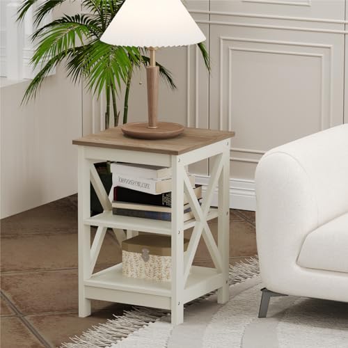 Mfstudio3tierendtablesetof2woodensofasidetablewithstorageshelvesxdesignstructurenightstandbedsidetableforbedroomlivingroomeasyassemblyivorywhite Urban Country Home Decor Mfstudio 3 tier end table set of 2 wooden sofa side table with storage shelves x design structure nightstand bedside table for bedroom living room easy assembly ivory white urban country home decor