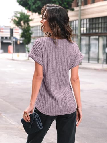 Image of AUTOMET Womens Short Sleeve Tops Fall Shirts 2026 Lightweight Sweater | Dressy Casual Blouse, Fashion Summer Clothing, Cute Spring Outfits, Business Work Tunic, Trend Boho