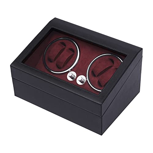 Automatic Watch Winder For 4 Watches, With Extra 6 Watch Storage, 4 Rotation Modes With Blue Led Light, Super Quiet Motor With Velvet Cloth Lining, Rotating Watch Winder For Men Women With Ac Adapter #TOP2