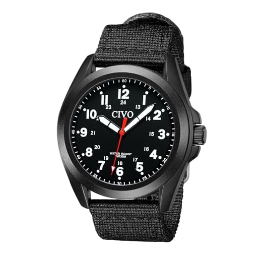 CIVO Reloj Hombre de Pulsera Negro: Nylon Analógico Clasico - Relojes Deportivos Militares para Hombre con Números