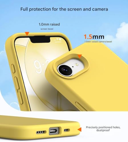 Image of DIZORO Compatible with iPhone 17e / 16e Case 6.1, Slim Liquid Silicone 3 Layers Full Covered Soft Gel Rubber Phone Cases Protective Back Cover 6.1 Inch - Yellow