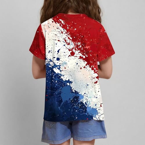Girls 4th of July T-Shirt Short Sleeve American Flag Graphic Tees Shirts Summer Patriotic Tshirts Tops4