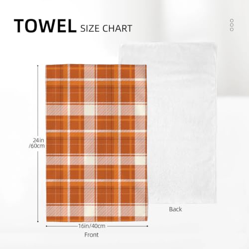 Image of Fall Burnt Orange Yellow Black Buffalo Plaid Kitchen Towels Thanksgiving Autumn Decoration Dish Towels, 16x24 Inch Farmhouse Harvest Holiday Decorative Hand Towels for Kitchen Drying Set of 2