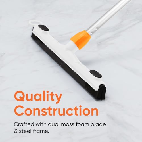 Image of Superio Floor Squeegee for Concrete, Tile, Laminate, Bathroom Floor - 48 inch Handle - 18 inch Foam Window Squeegee