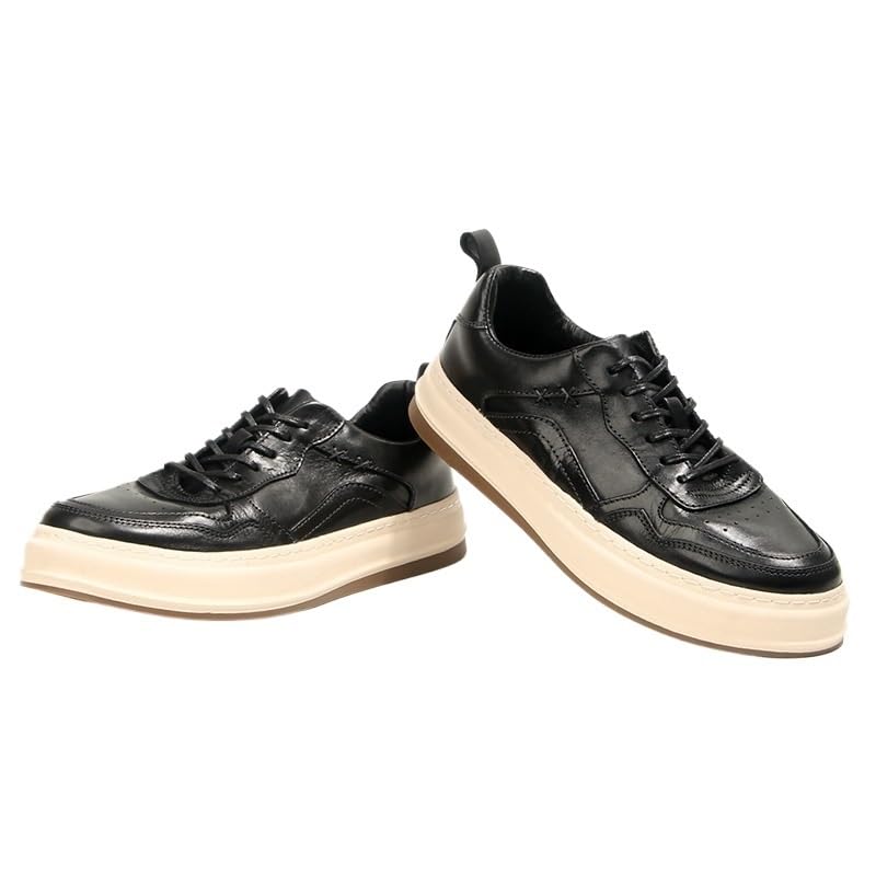 Men's Casual Sneakers Casual Leather Shoes Thick-Soled Comfortable Shoes Round Toe Non-Slip Rubber Soft Sole Lace-ups Breathable Durability Driving Shoes(D,10.5)3