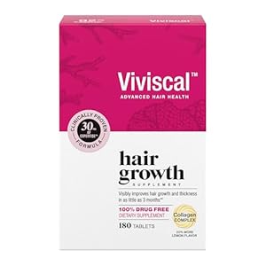 Viviscal Hair Growth Supplements for Women, Thicker Fuller Hair Support for Thinning Hair and Hair Loss, with Biotin and Marine Collagen, Drug-Free, 180 Tablets, 90-Day Supply