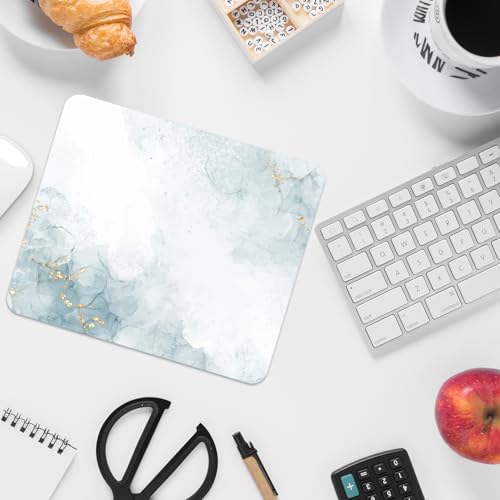 Image of FROGIGO Mouse Pad with Stitched Edges - Minimalist Mousepad for Women, 9.25 x 7.75 inch Washable Square Desk Pad, Non-Slip Rubber Base, Office Home Laptop Accessories - Mist Calm
