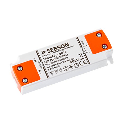 SEBSON 15W LED Treiber/LED Trafo, ultra flach 102x35x16mm, Transformator, Netzteil