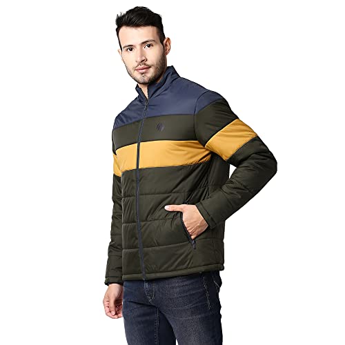 Image of Pepe Jeans Polyester Men's Colorblock Quilted Standard Length Jacket
