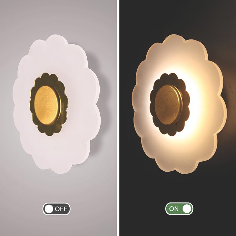 Image of Blossom Glow 3-in-1 LED Wall Light | Modern Fancy Lights for Living Room, Bedroom Wall Decor, Home Decoration Items & Indoor Flower Shape Night Lamp (Golden Accent, Pack of 1)