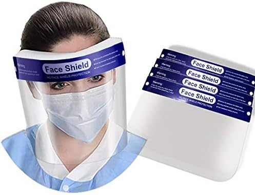 5Pcs Safety Full Face Shield All-Round Protection Cap Clear Wide Visor Value Breathable Hat Mask Eyes And Facial Protect With Clear Film Comfort Sponge Dental for Adult