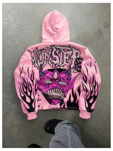 SOLY HUX Men's Grunge Graphic Hoodies Y2k Baggy Hooded Sweatshirts Fall Clothes Streetwear2