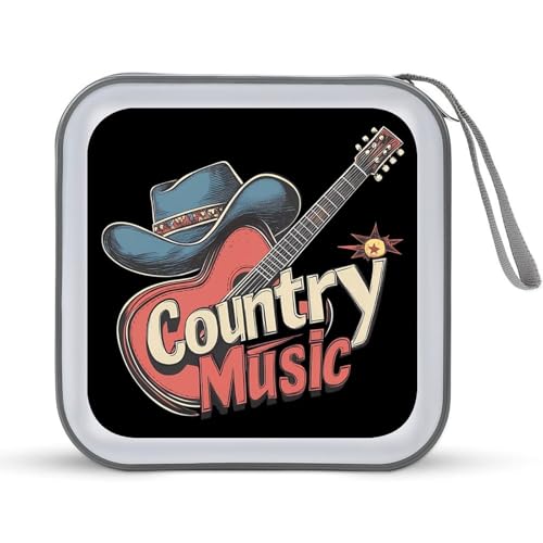 Country Muisic Electric Guitar CD Case Plastic DVD Case Holder Wallet Disc Storage Organizer for Car Travel