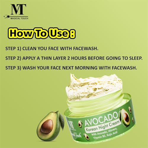 Image of Avocado Korean Night Cream | Deep Hydration & Skin Brightening | Anti-Aging & Wrinkle Repair | Nourishing Korean Skincare