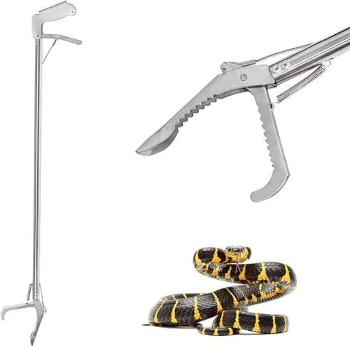 Pinzas de manejo de reptiles, herramienta de mandíbula ancha para captura segura de serpientes y lagartos, 75 cm de longitud