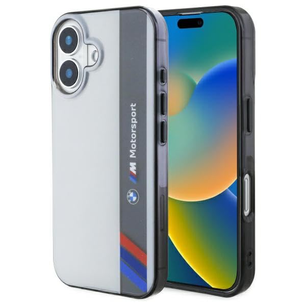 CG Mobile BMW BMHCP16S23HTFEG Coque Rigide pour iPhone 16 6,1" Gris Motosport IML Rayures Verticales
