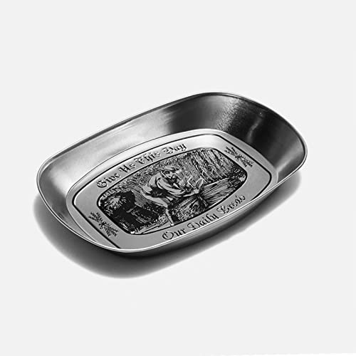 Stainless Steel Plate, Camping Plates Outdoor Dinner Plate Multifunctional Kitchenware European Cutlery Portable Picnic Bowl(D)