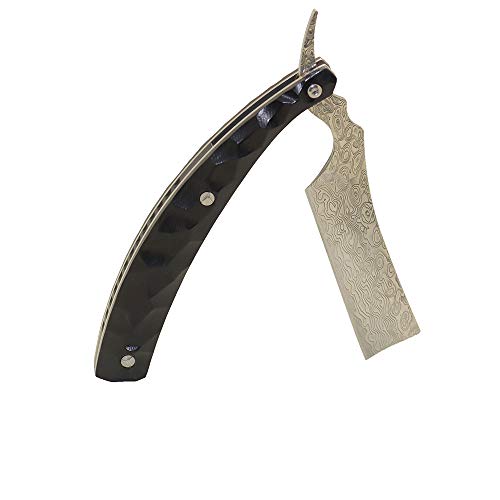 MASALONG Damascus Steel Handmade Straight Razor Retro Shaving Razor Ebony Wood Handle Collector's Edition Gift for Men folding knife kni194