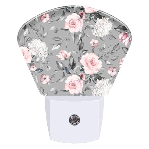 Image of Night Light Spring Flowers Plug-in LED Dusk-to-Dawn Sensor Soft Night Lamp,Suitable for Home Bedroom Bathroom Hallway Stairs