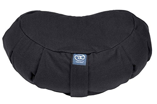 Yoga Mad Pleated Crescent Zafu Coussin de méditation Mixte, Noir, 43 x 30 cm