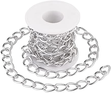 PandaHall 16FT/Roll 304 Stainless Steel Curb Chains Unwelded Colorful Twist Links with Spool for Jewellery Crafts Making,4.5x3x1mm