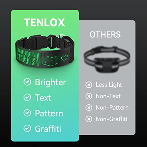 Tenlox Light Up Dog Collars, LED Scrolling Display Dog Collar, USB