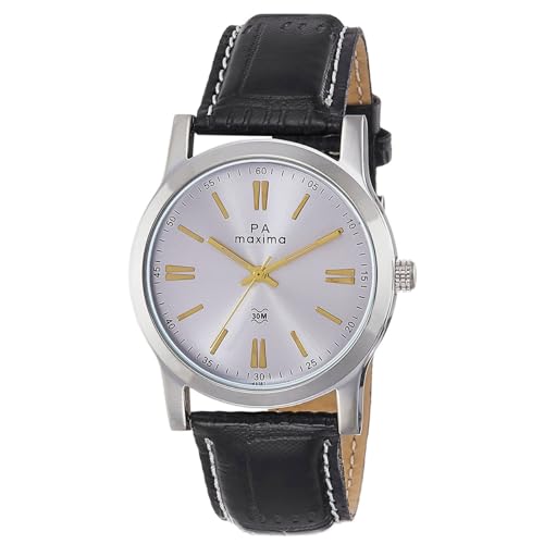 Image of Maxima Leather Analog Multi-Colour Dial Men Watch-O-49562Lmgi, Black Band