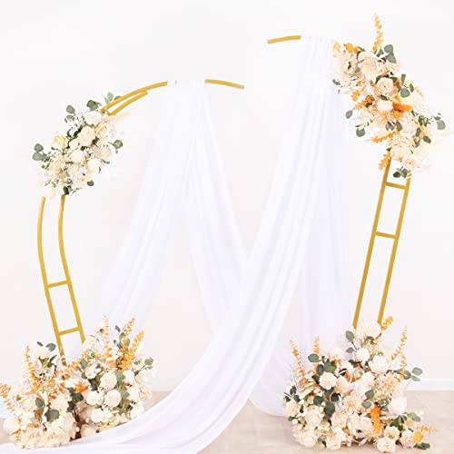 Image of Socomi Wedding Arch Draping Fabric 1 Panel 29 inch x 19Ft White Sheer Chiffon Curtain Drapes 6 Yards for Wedding Ceremony Birthday Party Decoration