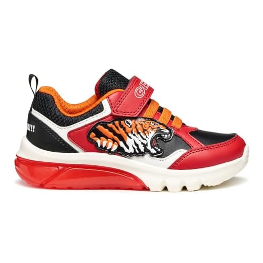 Geox J Ciberdron Boy, Zapatillas, Rojo y Negro, 30 EU