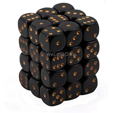 Chessex CHX25828 Dice-Opaque: 36D6 Black/Gold Set Cover