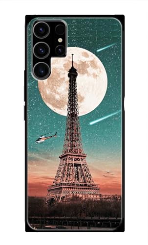 Image of Metal TPU Printed Back Cover for Samsung Galaxy S22 Ultra 5G (Lovers Eiffel Tower) 360 Degree Protection | Camera Protection -25092024(AR)