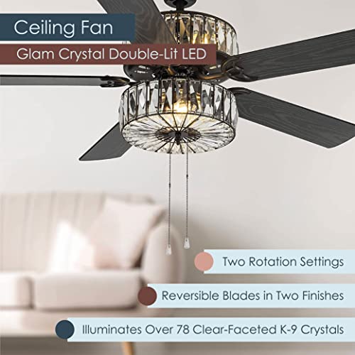 River Of Goods Glam 52 Inch Width Double-Lit Led Ceiling Fan, Clear #TOP2