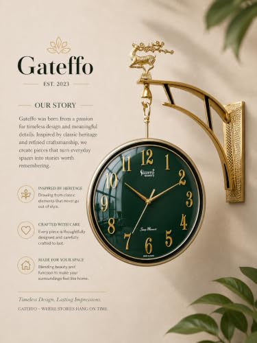 Image of Double-Sided Station Victorian Style Clock, Retro Watch Railway Design, Plastic Frame, Vintage Wall Decor for Home, Cafe, Office and Decorative Item Bedroom Hostel Living