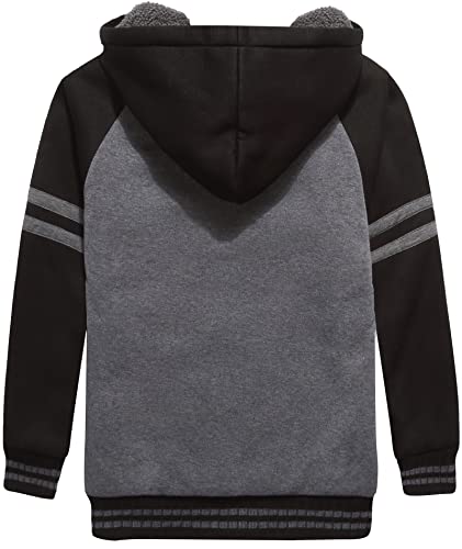 Image of ZITY Boys Zip Up Hoodie Fleece Jacket Kids Sherpa Lined Sweatshirts Outerwear Unisex Warm Winter Coat 6-15 Years Old
