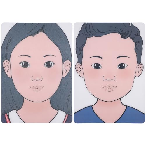 minkissy 2 Stück Pack Wiederverwendbare Gesichts Übungstafeln aus Kunststoff A4 für Make Up Anfänger mit Jungen und Mädchenvorlage zum Schminken und Üben