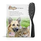 Untangler Pet Brush with Humane Rotating Stainless-Steel Teeth Gently Clears mats and Cleans Coat with Less Pulling and Pain. Superior Brush for Dogs and Cats and Horses (Mat Black)