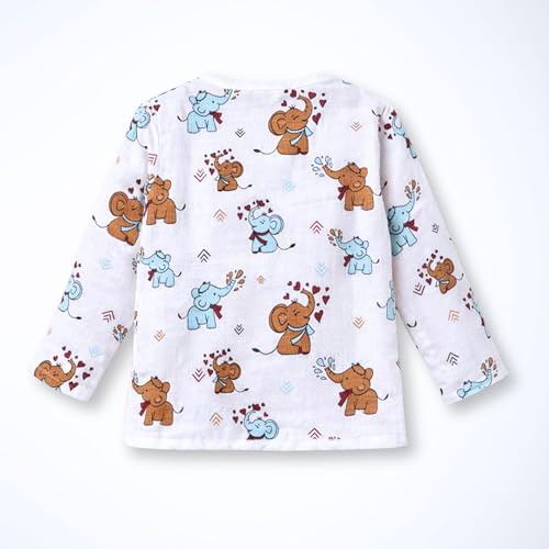 Image of The Boo Boo Club Kids 100% Cotton Muslin Printed V Neck Long Sleeve TopBottom Set | Night Suit for Baby Girl and Boy