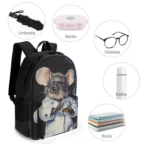 Lab Rat Travel Backpack Casual Daypack Shoulder Bag with Adjustable Shoulder Straps for Men Women3