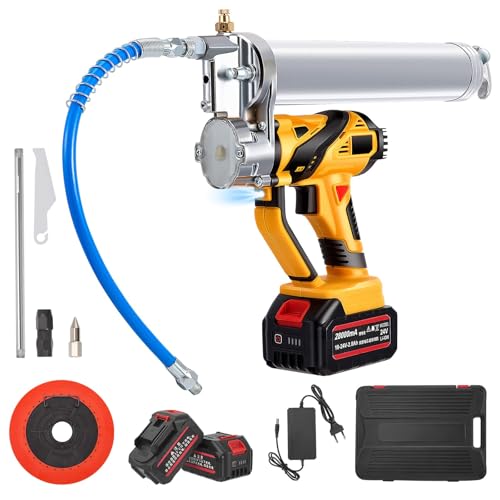 Trsaow Engrasadora Bateria,10000 PSI, Pistola de Grasa Eléctrica Doble Batería 21V 2000mAh, Indicador 4 Niveles,Con luz LED Súper Brillante Manguera Flexible 40cm (15,7)/Accesorios Battery Grease Gun
