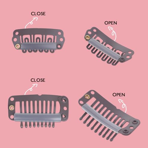 WENNALIFE 4 Brown Replacement Clips for Clip in Hair Extensions Sturdy Clips for Wire Hair Extensions Stainless Steel Clips - Image 2