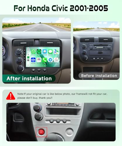 Image of 2G+64G Car Radio Stereo for Honda Civic 2001 to 2005 with Wireless CarPlay