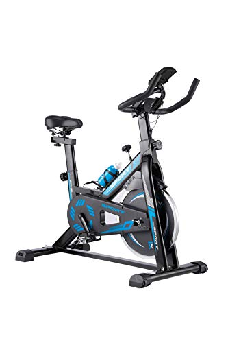 WENHAUS Bicicleta estática para Interior con Pantalla LCD, con reposabrazos Acolchado, Volante de inercia de 10 kg, Bicicleta de Velocidad con transmisión por Correa silenciosa (Azul)