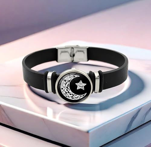 Image of 2pcs Sun And Moon Bracelet, Couple Bracelet Long Distance, Sun and Moon Bracelet for Romantic Partners,Without Vibration and Lighting Function Couple Bracelet Long Distance, Best Friend , Black