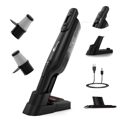 Image of AYONTIN Cordless Handheld Vacuum, Lightweight Portable Handheld Vacuum Cleaner with Charging Dock, LED Light,Hand Vacuum Cordless Rechargeable with One-Touch Empty, Powerful Suction for Home,Car,Black