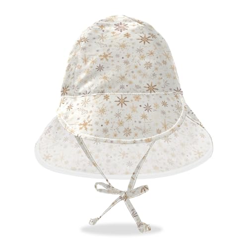 Infant Sun Hats Boy Beach Bucket Hat Toddler Girl Sun Protection Adjustable Traveling Swim Hat Cartoon Snow Christmas Gold