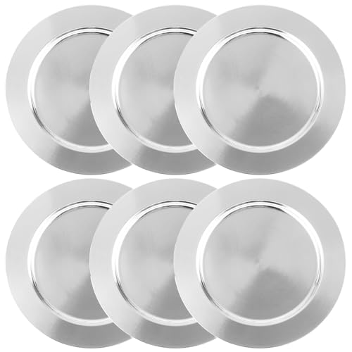 LANIAKEA 8PCS Stainless Steel Charger Plates 13inch Silver Charger Plate Metal Round Chargers for Dinner Plates Table Setting Wedding Party Decoration