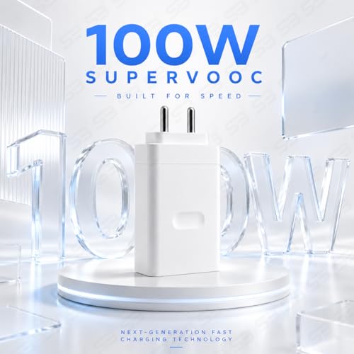 Image of SB 100W SuperVOOC Charger with USB Type C Cable, Fast Charger for OnePlus, Realme & Oppo, VOOC Warp Dash SuperDart Charging Adapter, BIS Certified