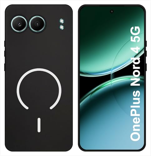 Image of SBMS Silicone Back Cover Case for OnePlus Nord 4 5G | Soft Micro-Fibre Lining Inside | Magsafe Print On Back Side Camera Protection Bump | Shockproof Case OnePlus Nord 4 5G (Black)