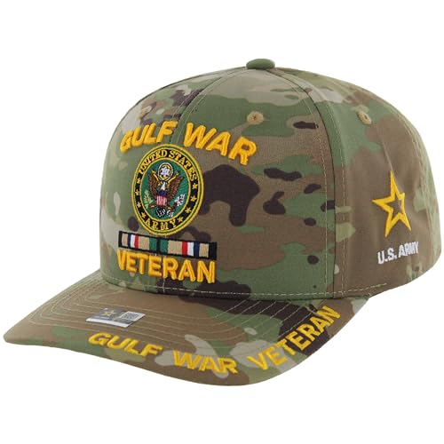 Image of Gulf War Veteran Hat for Men Camo US Army Hat, Official Licensed Combat Veterans Embroidered Baseball Cap